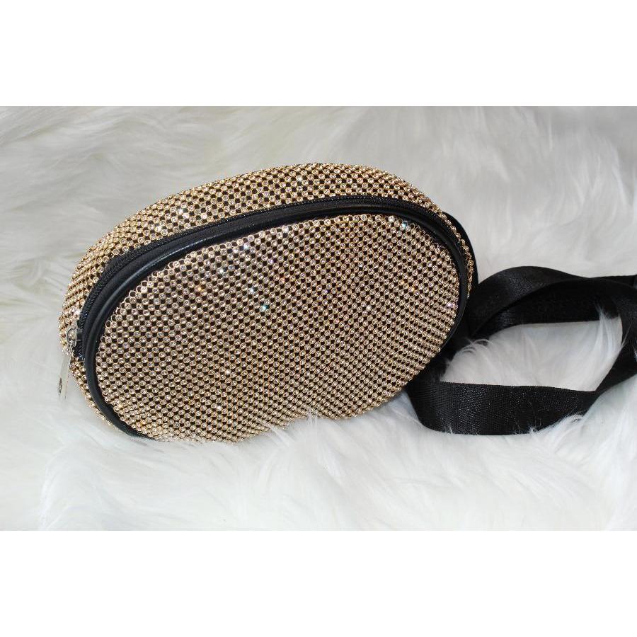 Dim Gray Crystal Studded Fanny Pack