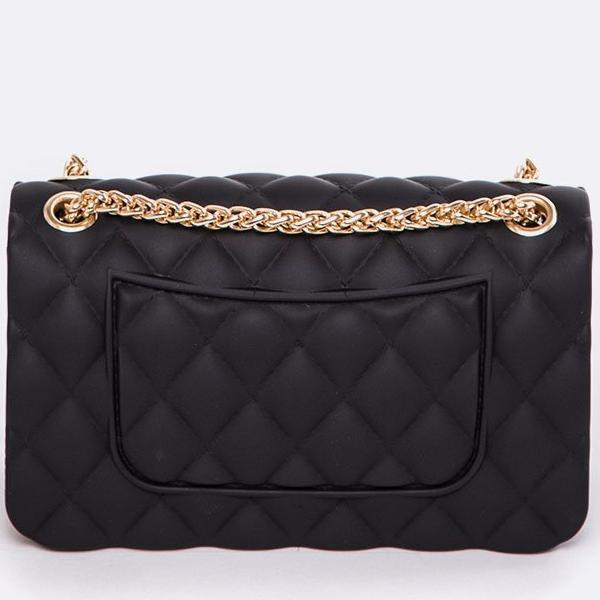 Dark Slate Gray Quilted Chain Crossbody Bag