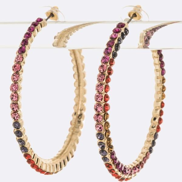 Tan Crystal Hoop Earrings