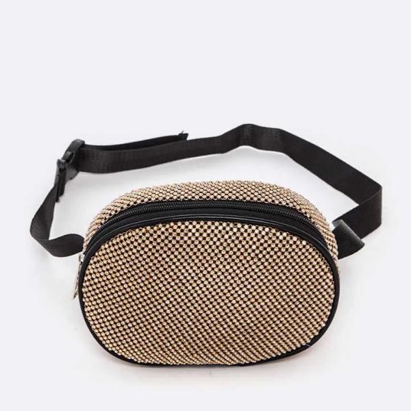 Rosy Brown Crystal Studded Fanny Pack