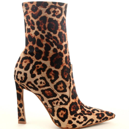 Saddle Brown Leopard Print Booties