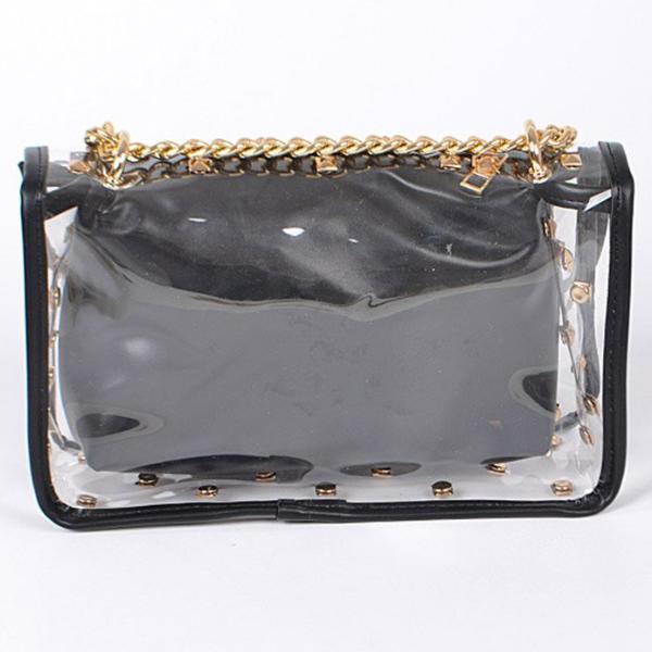 Slate Gray Studded Clear Crossbody Bag