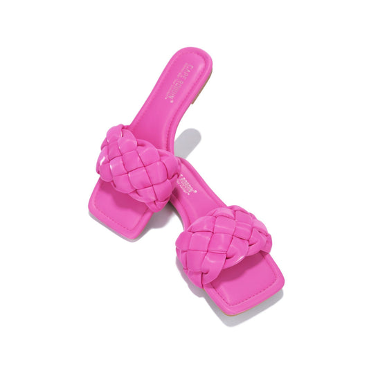 Hot Pink Bella Woven Slides (Pink)