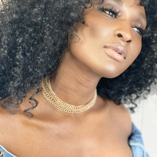 Dark Slate Gray Gold Layered Chain Choker