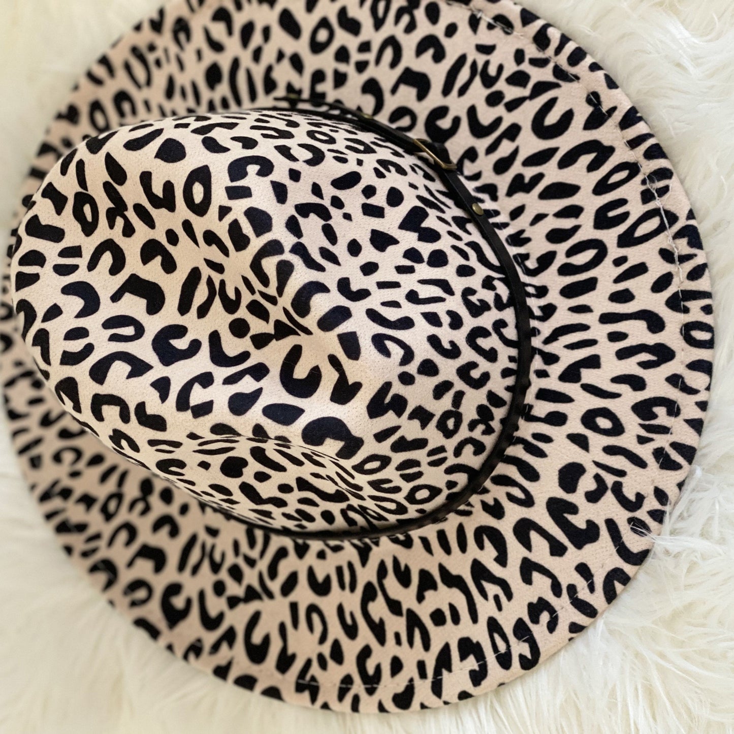 Black Cream Leopard Belt Hat