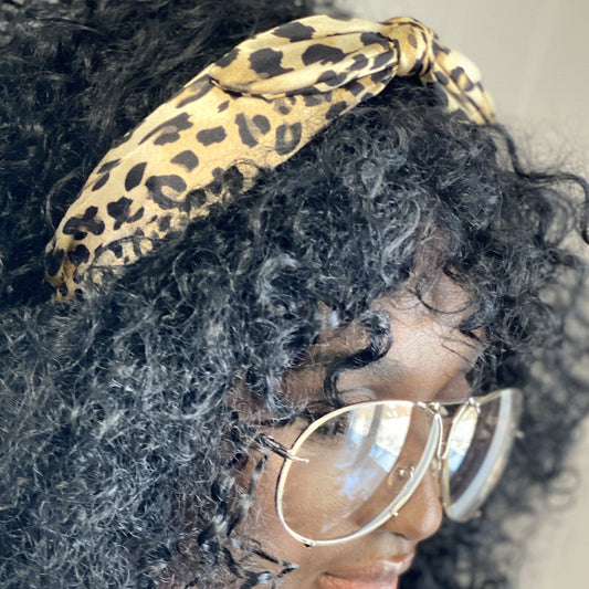 Pale Goldenrod Leopard Bow Headband