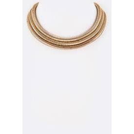 Dim Gray Gold 3 Layer Collar Necklace