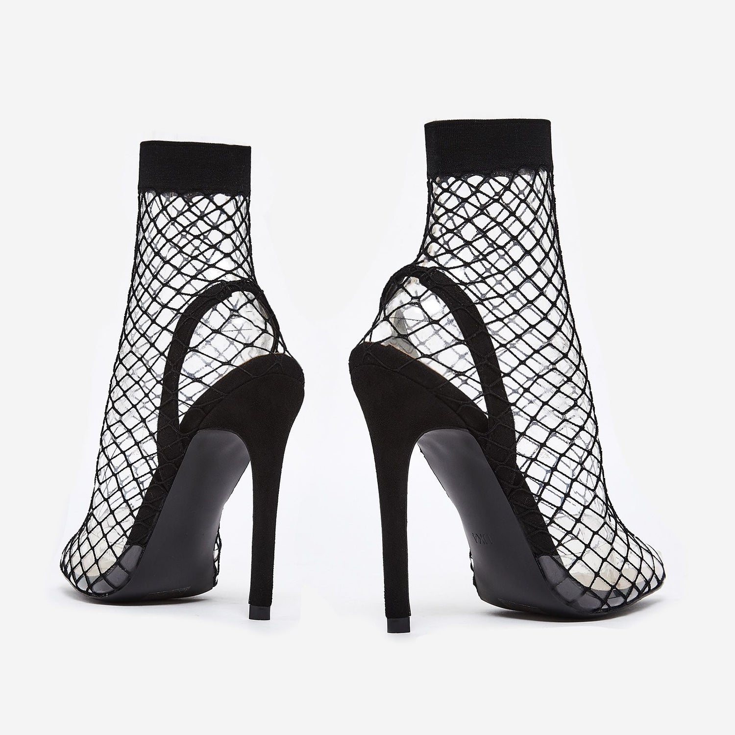 Black Juan Fishnet Tights Transparent Heel (Black)